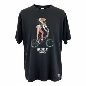 Hustle Gang Men 3X Native America Pinup Girl T Shirt Black HipHop BMX Streetwear